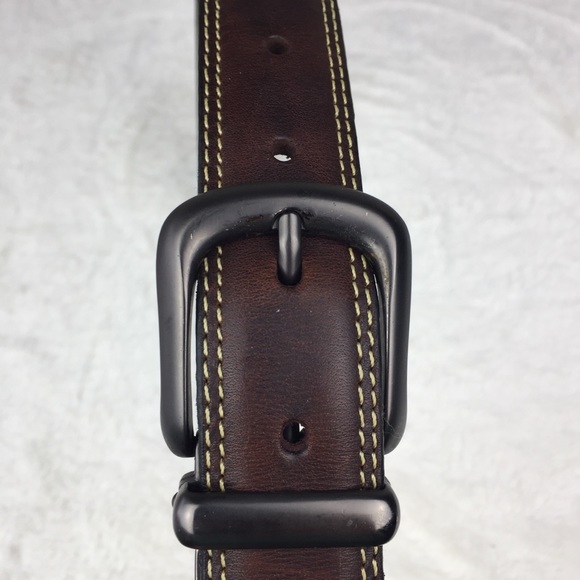 Leather Women’s Belt Brown Contrast Stitching L - Picture 3 of 7